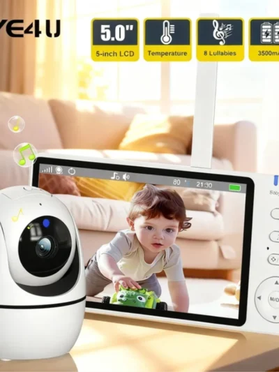 5 Inch Video Baby Monitor With Camera PTZ Zoom Babyphone Cam Security Protection Surveillance Cameras Temperature Sensor Lullaby