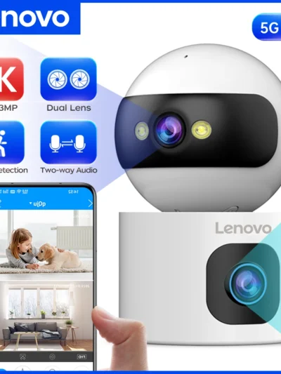 Lenovo 4K IP Camera 5G WiFi Dual Lens Smart Home Auto Tracking CCTV Camera Wireless Surveillance Camera Security Baby Monitor