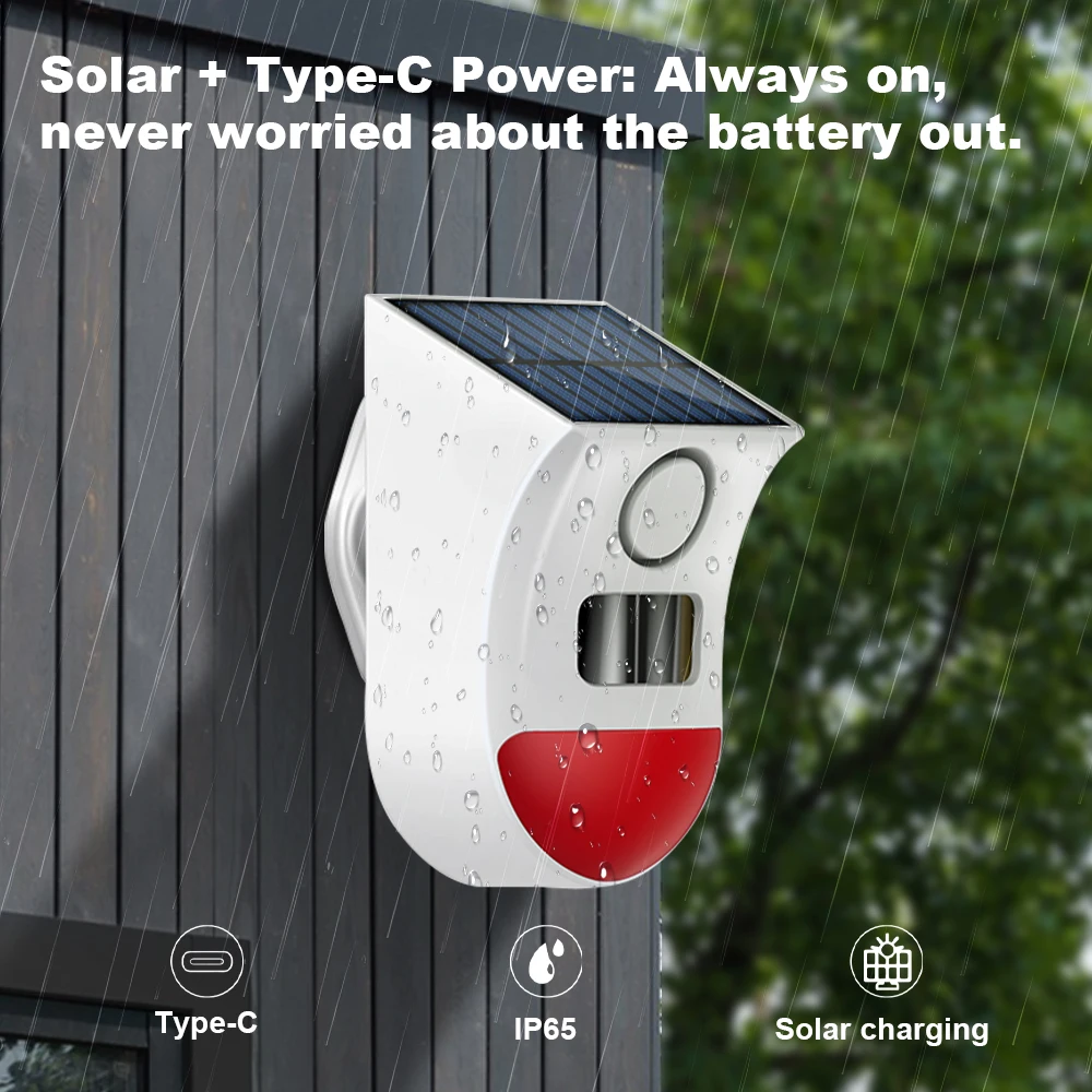 Solar PIR Sensor Alarm With Tuya APP WiFi Outdoor Wireless Siren Waterproof Burglar Security Strobe Siren App Remote Control - Image 4