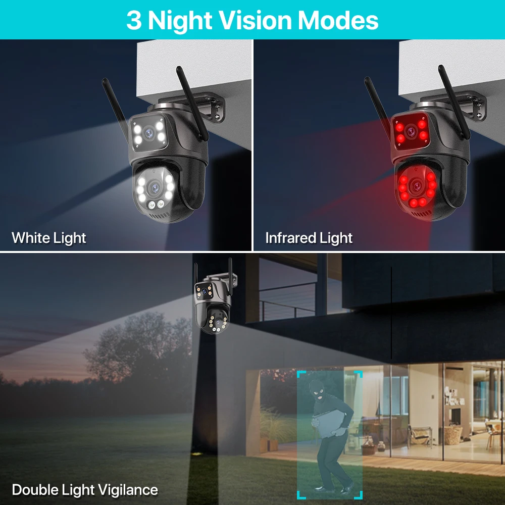 4K 8MP HD Wifi PTZ Camera Outdoor 4MP Dual Lens Dual Screen AI Auto Tracking IP Camera CCTV Audio Video Surveillance P2P iCSee - Image 5