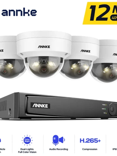 ANNKE 12MP Smart Dual Light Camera Kits Security Cam 8CH NVR 4PCS POE Camera Outdoor CCTV Video Surveillance Protection Camera