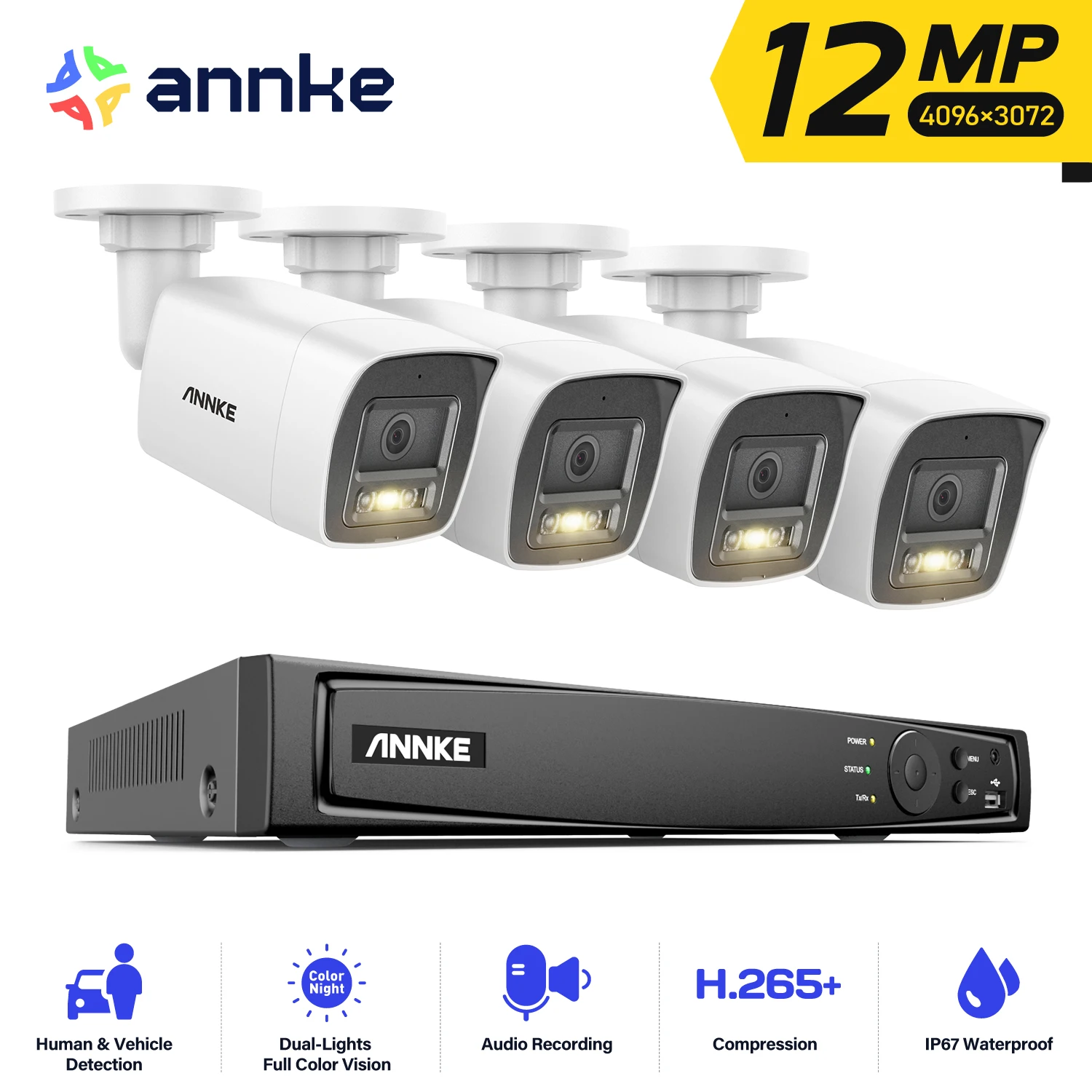 ANNKE 12MP POE Video Surveillance System 8CH NVR With 4/8 PCS 12MP security camera kit IP67 Weatherproof ip camera outdoor - Image 7