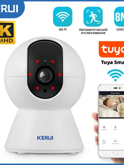 KERUI 5MP 8MP 4K HD Tuya Smart Mini WiFi IP Camera Indoor Wireless Security Home CCTV Surveillance Camera With Auto Tracking